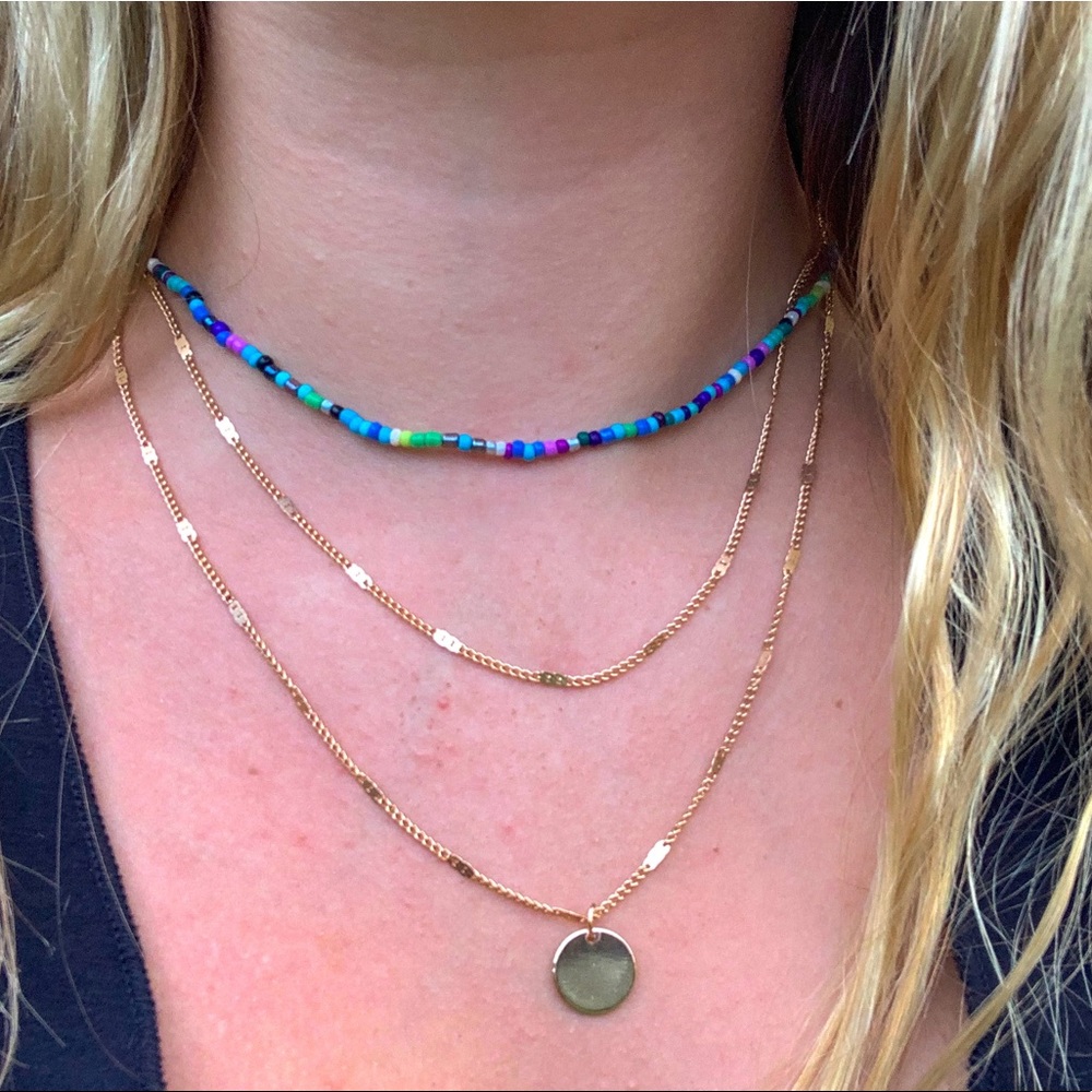 blue beaded necklace